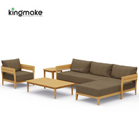Ensemble de canapés d'extérieur en teck moderne de luxe - Imperméable et résistant aux intempéries pour villa, jardin, salon et parc
