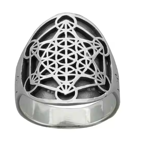Haute Qualité Hommes Géométrie Sacrée <span class=keywords><strong>Sceau</strong></span> Salomon Kabbale Amulette Anneau 316l En Acier Inoxydable <span class=keywords><strong>Metatron</strong></span> Cube Anneaux <span class=keywords><strong>De</strong></span> Mode - Product Image 2