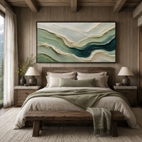 Peinture sur toile Dafen, purement peinte à la main, acrylique, paysage marin abstrait, série de couleurs Morandi, décoration de fond de canapé pour salon
