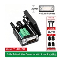 Conector Hembra de Puerto Serie DB9 de 9 Pines Sin Soldadura para Uso Industrial RS232/RS485, Carcasa de ABS YL-SM-15F (1 Pieza)