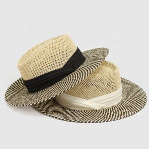 Wholesale Hot Sale Vintage Telescopes Crown Boater Wide Brim Sombreros Woven Paper Straw <b>Hat</b> <b>for</b> Women Men Beach Fashion Dress - Product Image 3