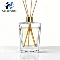 Bouteille diffuseur d'aromathérapie carrée en verre transparent personnalisée avec surface givrée et bouchon à vis - Vente directe usine