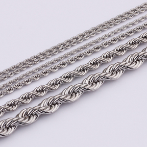 Cuerda de platino a granel 18k chapado en oro de acero inoxidable <span class=keywords><strong>cadena</strong></span> de enlace a granel dubai plana top rollo de joyas Collar para hombres cadenas retorcidas - Product Image 5