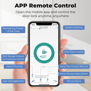 Serrure de porte intelligente Smartrol, cylindre à empreintes digitales Bluetooth, acier inoxydable, style européen MS001-B-BLU - Product Image 3