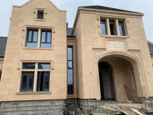 Construcción de fachadas de Villa personalizada al aire libre, <span class=keywords><strong>piedra</strong></span> <span class=keywords><strong>caliza</strong></span> amarilla, Beige, <span class=keywords><strong>precio</strong></span>, revestimiento de pared Exterior, proyecto de <span class=keywords><strong>piedra</strong></span> <span class=keywords><strong>caliza</strong></span> - Product Image 5