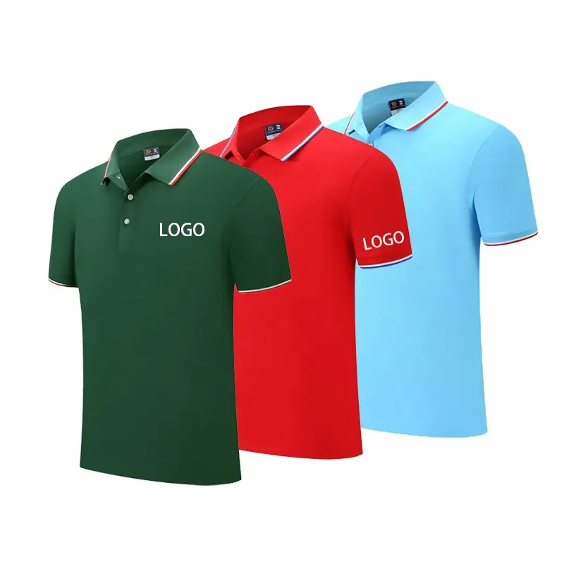Kaus Golf Polos 100% Katun atau Poliester Motif Bordir Kustom Kaus Golf Seragam Pria