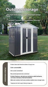 Nhà kho ngoài trời bằng kim loại màu xám than, kích thước 10' x 12', xuất khẩu từ Trung Quốc, kèm khung nhôm, giao hàng miễn phí - Product Image 2