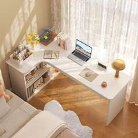 Bureau d'ordinateur convertible en forme de L en bois avec armoire de rangement, design moderne et minimaliste pour le bureau à domicile et la chambre