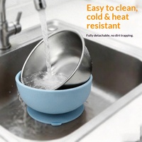 Bol pour enfants en acier inoxydable, 2 en 1, avec ventouse amovible en silicone, sans BPA, passe au lave-vaisselle, anti-chute
