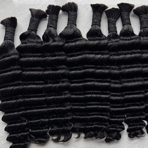 Cabello humano ondulado sin trama, negro natural, suave y con volumen para trenzas, trenzas boho, vendedores en línea. - Product Image 4