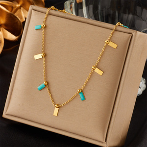 Fashion Layered Necklace Zinc Alloy Oval Turquoise Pendant Star Moon Motif Multi Story Design Yiwu Origin - Product Image 2