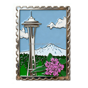 Aimant de réfrigérateur en métal personnalisé en usine, motif dôme bleu du moulin à vent de Santorin, souvenir de voyage de la <span class=keywords><strong>mer</strong></span> <span class=keywords><strong>Égée</strong></span>, cadeaux touristiques de Grèce - Product Image 3