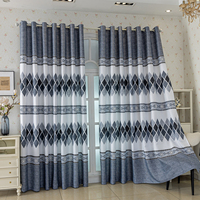 Rideaux Occultants Style Classique Européen 100% Polyester à Œillets Épaissis Imprimé Géométrique Haute Obscurcissement pour Salon