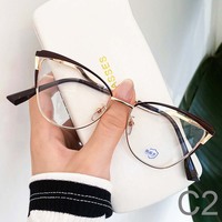 Venta al por mayor ojo de gato marcos de Gafas de metal óptico anti luz azul marcos de gafas de ordenador