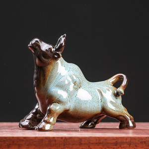 Adornos de cerámica de vaca Feng Shui para el hogar, atracción de riqueza, decoraciones de escritorio chinas, artesanías para el hogar y la Oficina, artesanías de resina - Product Image 4