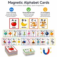 Juego de Tarjetas de Aprendizaje ABC con Palabras Ilustradas para Maestros de Preescolar y Familias, Tarjetas Magnéticas de Aprendizaje del Alfabeto