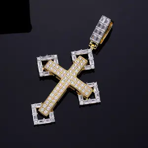 Doğal mikro açacağı elmas 18K altın hıristiyan Maltese antik gümüş dini çapraz kolye kolye