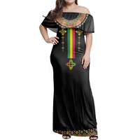 Robe longue élégante grande taille pour femmes, style éthiopien, en soie de lait, décontractée, d'été, à épaules dénudées, pour club, vente en gros