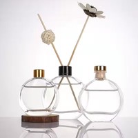 Bouteilles diffuseurs à roseaux en verre à design plat, 50ml, 100ml, 150ml, avec bouchon, pour l'emballage d'huiles parfumées - Vente en gros