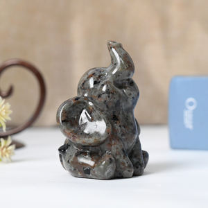 6cm <span class=keywords><strong>Natural</strong></span> Crystal <span class=keywords><strong>Stone</strong></span> Esculpido Elefante Estatuetas Artesanato Interior decorativa Gemstone Elefante Estátua - Product Image 5