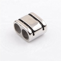 Perles coulissantes en acier inoxydable doré de 4 mm, double trou, pour bracelet en cuir
