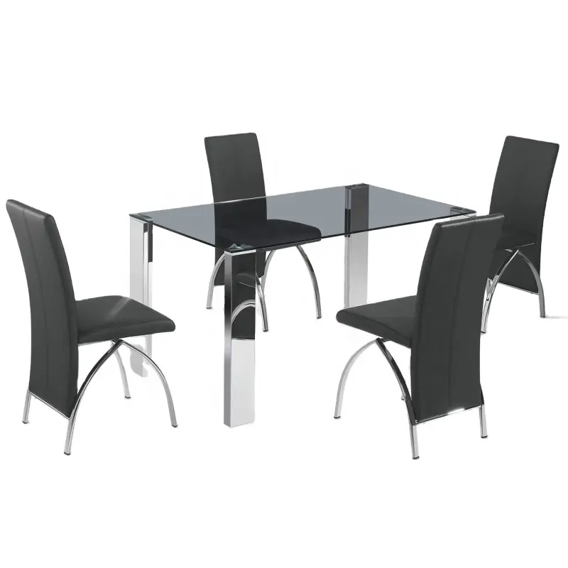 Modern Steel Dining Table With 4 Seater Glass Dining Table Tempered Glass center table design