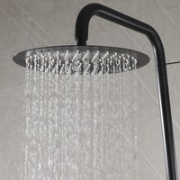Douche extérieure en acier inoxydable noir mat avec contrôle de l'eau chaude et froide pour piscine et jardin