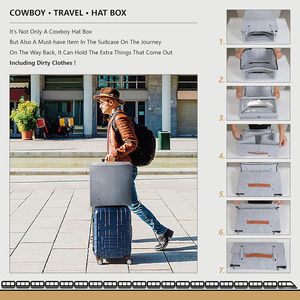 Vuông Có Thể Gập Lại Du Lịch Rộng Vành Mũ Trường Hợp Lưu Trữ Cảm Thấy Hat Hộp Lưu Trữ Cho Cao Bồi Hat - Product Image 3