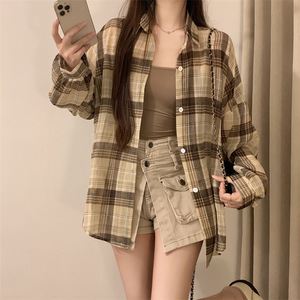 เสื้อเชิ้ตลายสก็อตอเมริกันแท้ รุ่นใหม่ประจำฤดูร้อนปี 2025 สำหรับผู้หญิง สไตล์น่ารักสบายๆ ใส่คลุมกันแดด แฟชั่นอินเทรนด์ - Product Image 4