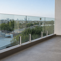 Système de balustrade en verre moderne sans cadre avec éclairage LED intégré, poteaux pour escalier et balcon, mains courantes à levage facile, protection UV