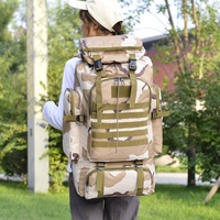Sac à dos tactique de randonnée camouflage grande capacité 56-75L, imperméable, respirant, antivol, pour sports de plein air décontractés, à double bretelle