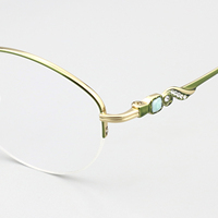 Bingkai Kacamata Oval Semi-Rimless Setengah Bingkai Titanium Murni Wanita Model 3003-Pola Solid Tahan Lama untuk Semua Bentuk Wajah Cepat