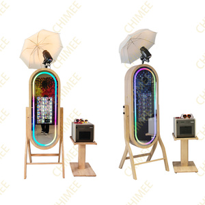 Photobooth espejo de madera Salsa2 Cámara máquina Shell Super gran pantalla táctil y tiras de luces RGB funda de vuelo para boda - Product Image 2