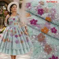 Tissu en dentelle brodée T-win Textil avec fleurs 3D, broderie en cordon, perles et sequins, tissu en dentelle guipure brodée
