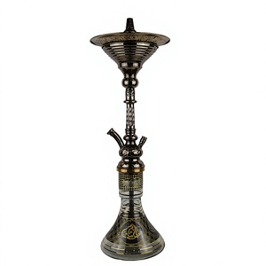 Chicha égyptienne traditionnelle de 82 cm avec noyau et chambre en laiton massif, finition or rose - Product Image 2
