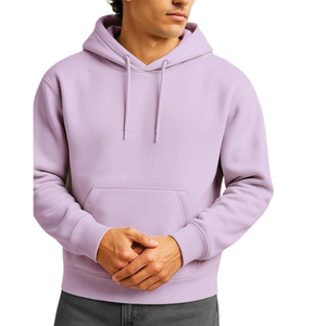 Men's Plain Hoodie <b>Thick</b> <b>Fleece</b> Pullover with Kangaroo Pocket Custom Color OEM Manufacturer - Product Image 5