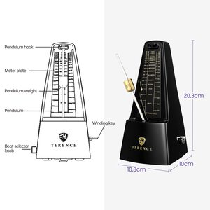 Metrónomo para Guitarra TERENCE TB301 Negro, para Piano, Violín, Batería y Otros Instrumentos, Ritmo Preciso, Accesorios Musicales - Product Image 3