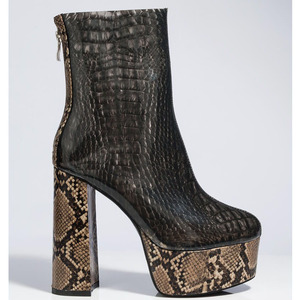 2025 arrivi moda signora nera serpente stivaletti con plateau tacco grosso da donna - Product Image 3