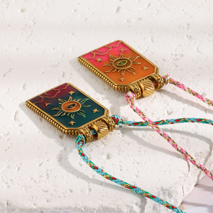 Gioielli in smalto da sogno tarocchi gioielli malocchio Set di collane pendenti alla moda Set di gioielli in oro placcato in acciaio inossidabile - Product Image 5