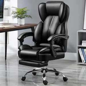 Luxury Black Big Boss Executive Leather Reclining Office Chairs with Footrest for Sale