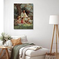 Tableau mural sur toile Jésus-Christ lisant avec des enfants, décoration murale chrétienne pour salon, chambre et maison