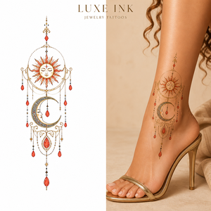 Autocollant de tatouage temporaire HF, motif attrape-rêves et fleurs, écologique, respectueux de la peau, imperméable, papier blanc, tatouage de haute qualité - Product Image 1