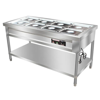 Table commerciale de bain marie en acier inoxydable à 5/10 compartiments