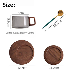 Ensemble de tasses à café en verre transparent et écologique - 280 ml <span class=keywords><strong>HEMERA</strong></span> HM-CM10 Option de logo personnalisé Tasse de bureau de luxe avec soucoupe - Product Image 6