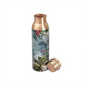 Nouvelles bouteilles cylindriques 100% cuivre, écologiques, avec couvercle alimentaire sécurisé, design moderne, décoration de cuisine, faciles à transporter, pour le bureau, l'université, les voyages - Product Image 1