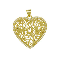 Collier haut de gamme en forme de cœur ajouré MOM, incrusté de zirconium, cadeau idéal pour la mère et le bébé