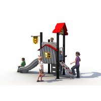 Équipement de terrain de jeu extérieur en panneaux PE, aire de jeux commerciale pour enfants avec toboggan, fabrication OEM, ensemble de jeux personnalisé pour l'école