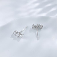 Boucles d'oreilles en or blanc 18 carats avec diamants de laboratoire, boucles d'oreilles à clip, boucles d'oreilles fines, boucles d'oreilles pour femmes, boucles d'oreilles avec diamants de laboratoire