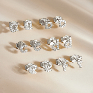 Pendientes de tuerca FUAMAY de moissanita auténtica con letras del alfabeto A, B, D, E, H, S, A-Z, de plata de ley 925 con baño de rodio, calidad D VVS1, del fabricante - Product Image 5