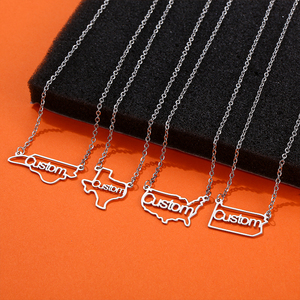 Collier avec pendentif personnalisé en acier inoxydable, <span class=keywords><strong>carte</strong></span> du <span class=keywords><strong>monde</strong></span> personnalisée, design minimaliste New York, <span class=keywords><strong>nom</strong></span> personnalisé - Product Image 4